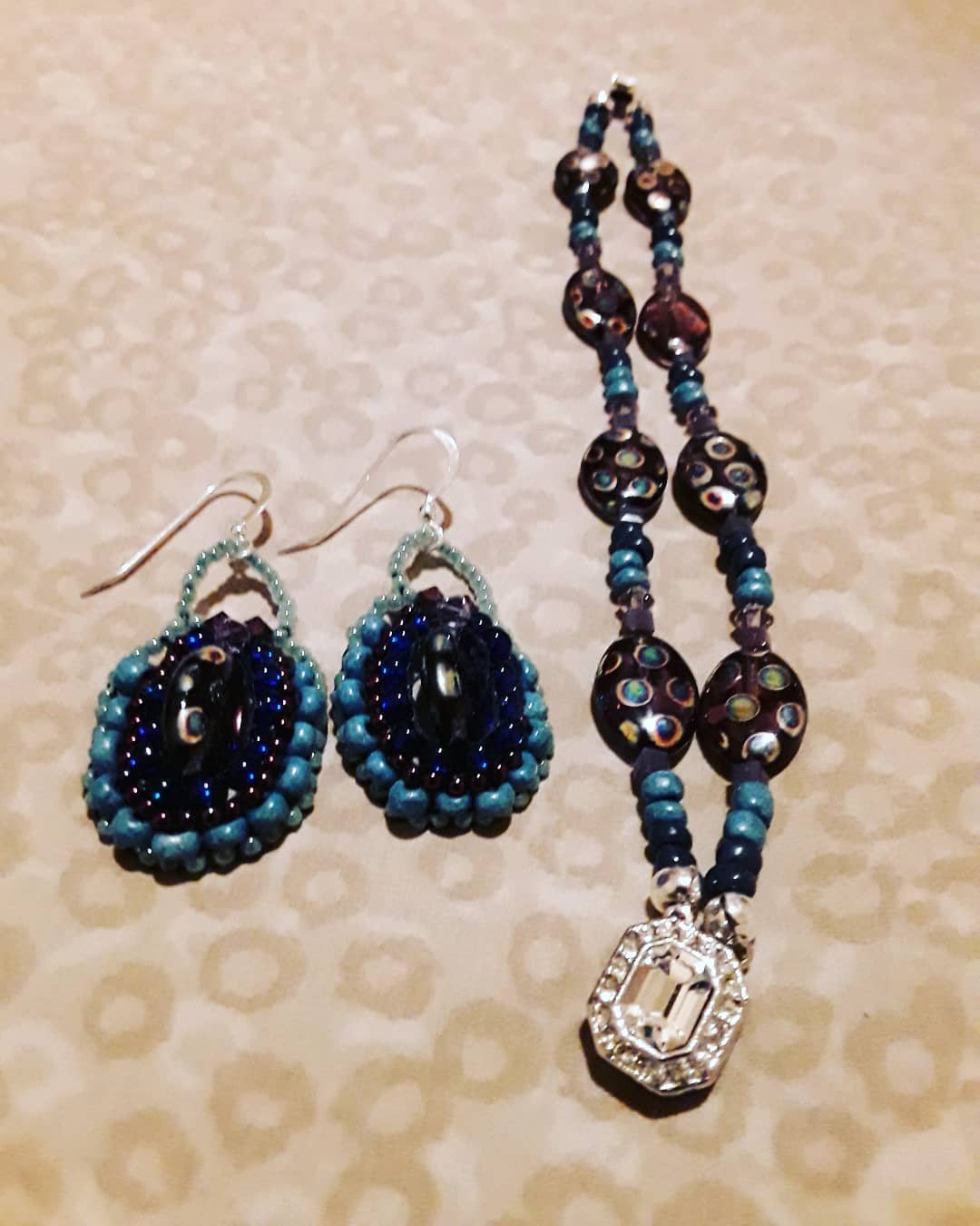 Bead Earrings and Necklace